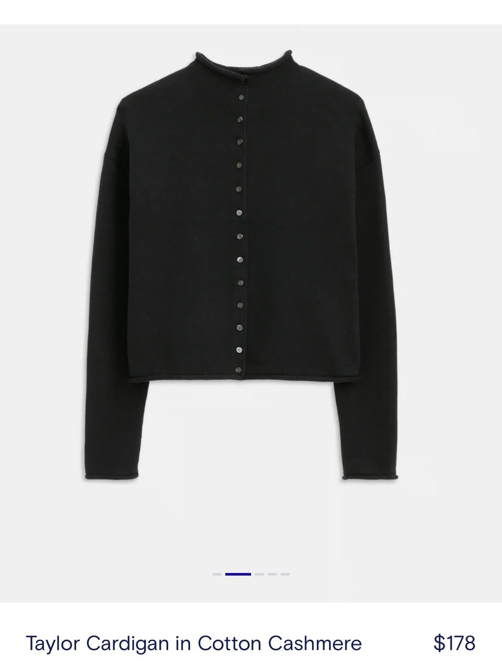 NWOT Alex Mill Black Cotton-Cashmere Button Cardigan